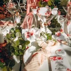 4 Serviettes De Table En Gaze De Coton Vieux Rose