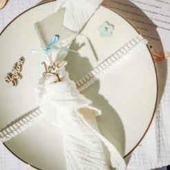 4 Serviettes De Table En Gaze De Coton Blanc