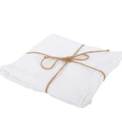 4 Serviettes De Table En Gaze De Coton Blanc