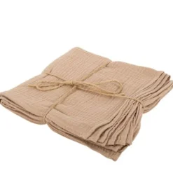 4 Serviettes De Table En Gaze De Coton Naturel