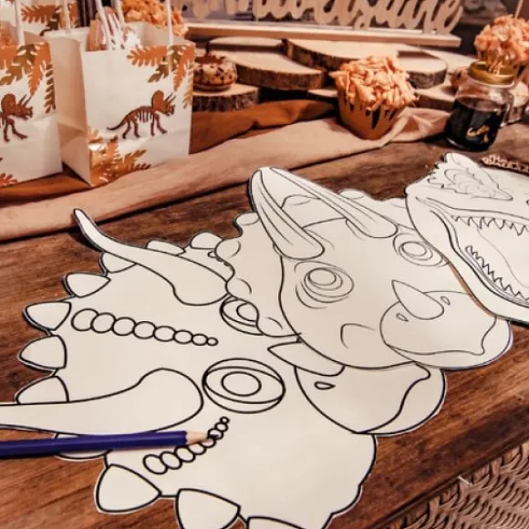3 Sets De Table Anniversaire Dinosaure A Colorier