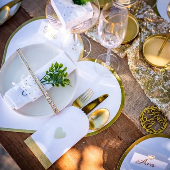 8 Sets De Table Coeur Dorure Or X 8 Pi Ces