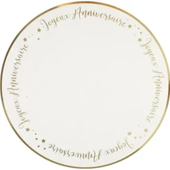 6 Sets De Table Joyeux Anniversaire Or