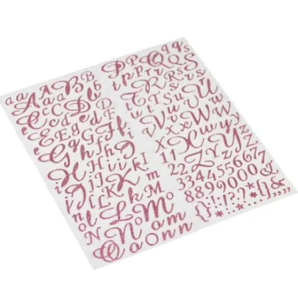 167 Stickers Alphabet Chiffre Paillet Rose Gold