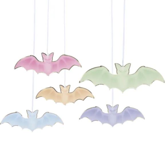 5 Suspensions Chauves Souris Halloween Pastel