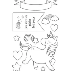 10 Tampons Transparents Motifs Licorne