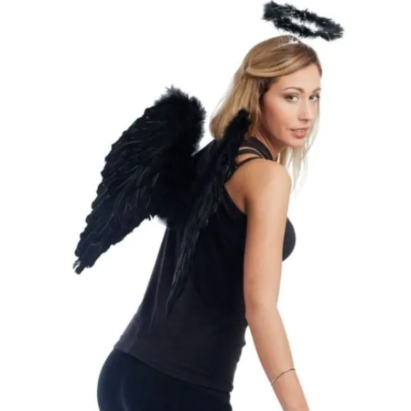 Ailes D'Anges En Plumes Noir 50 X 50 Cm
