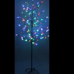 Arbre De Noel Noir Avec Feuilles Multicolores 120 Led