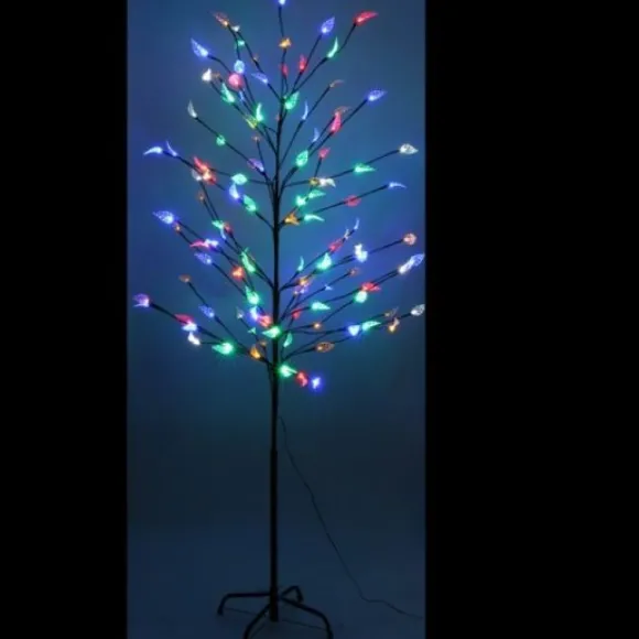 Arbre De Noel Noir Avec Feuilles Multicolores 120 Led