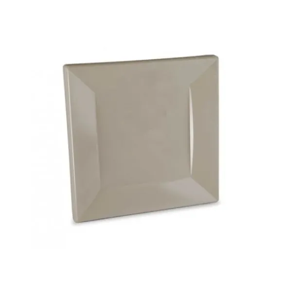 Assiette Carr E Plastique Rigide Taupe R Utilisable 18Cm X 12