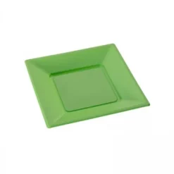 Assiette Carr E Plastique R Utilisable 18Cm Vert Anis X12