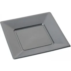 Assiette Carr E Plastique Grise R Utilisable 18 Cm X 12 Pi Ces