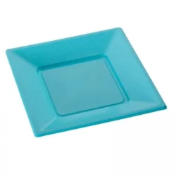 Assiette Carr E Plastique Turquoise R Utilisable 23Cm X12