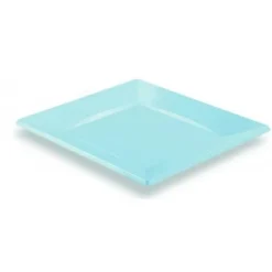 Assiette Carr E Plastique Bleu Ciel R Utilisable 18Cm X 12 Pi Ces
