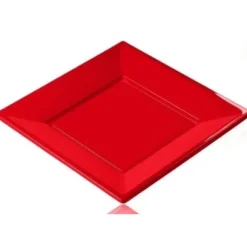 Assiette Carr E Plastique Rouge R Utilisable 23Cm X12