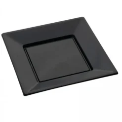 Assiette Carr E Plastique Noir R Utilisable 23Cm X12