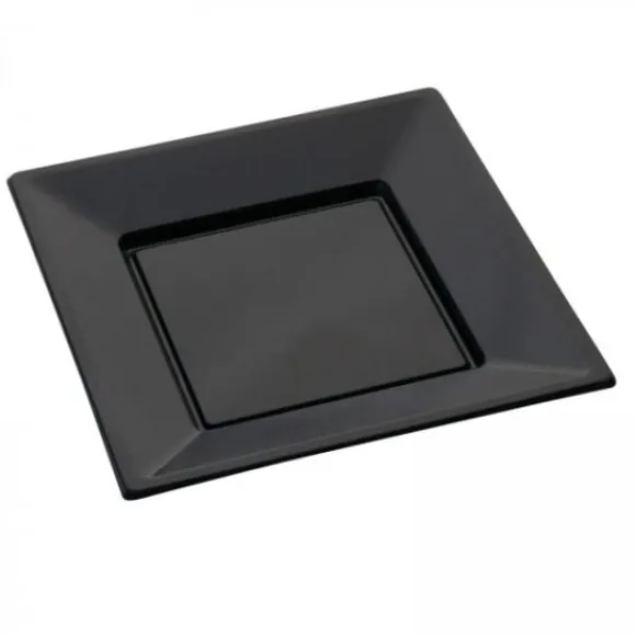 Assiette Carr E Plastique Noir R Utilisable 23Cm X12