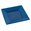 Assiette Carr E Plastique Bleu Marine R Utilisable 23Cm X12