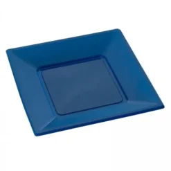 Assiette Carr E Plastique Bleu Marine R Utilisable 23Cm X12