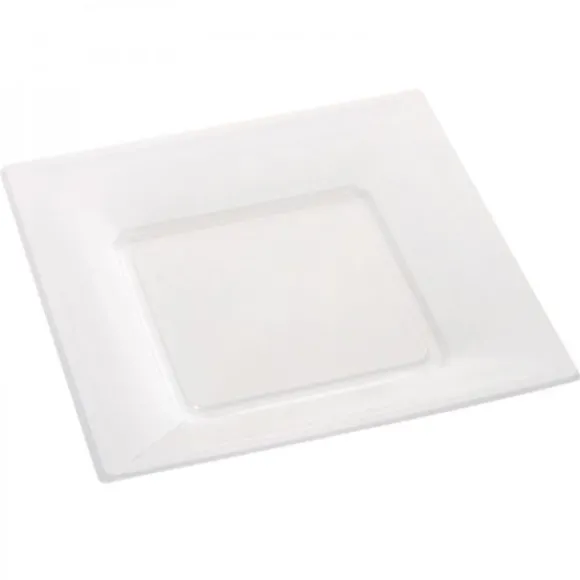 Assiette Carr E Plastique Blanche R Utilisable 23Cm X12