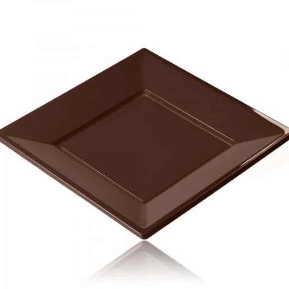 Assiette Carr E Plastique Chocolat R Utilisable 23Cm X12
