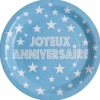 Assiette Carton Joyeux Anniversaire Turquoise 23Cm X 10 Pi Ces