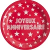 Assiette Carton Joyeux Anniversaire Rouge 23Cm X 10 Pi Ces