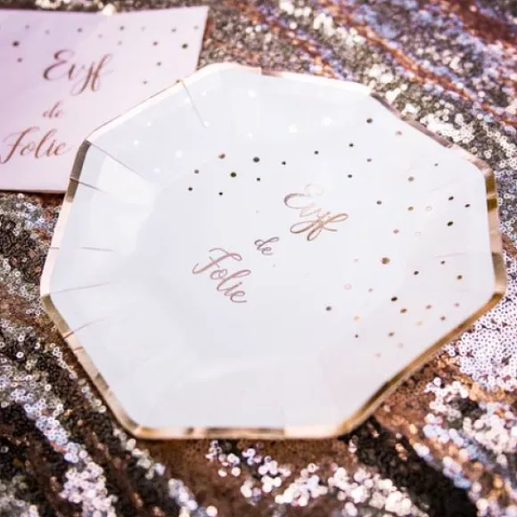 Assiette Carton Rose Evjf X 8 Pi Ces