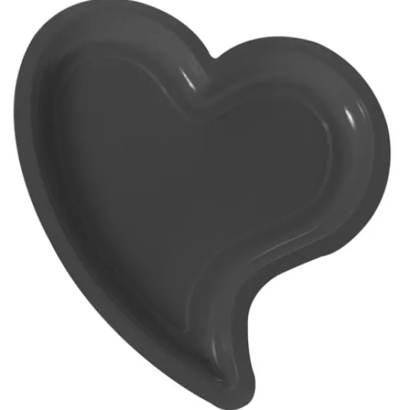 Assiette Coeur En Plastique Noir 24Cm X 12 Pi Ces