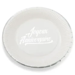Assiette En Carton Anniversaire Argent X 10 Pi Ces