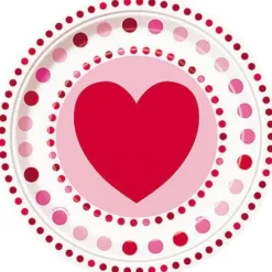Assiette En Carton Coeur Rouge Et Fuchsia X 8 Pi Ces