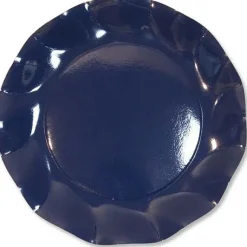 Assiette En Carton Design Vague Bleu Marine 27Cm X 10 Pi Ces