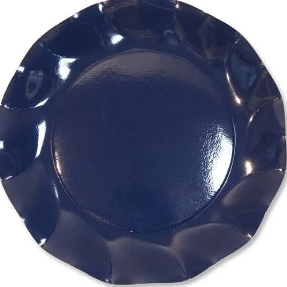 Assiette En Carton Design Vague Bleu Marine 27Cm X 10 Pi Ces