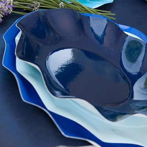 Assiette En Carton Design Vague Bleu Marine 27Cm X 10 Pi Ces
