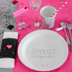 Assiette En Carton Joyeux Anniversaire Blanc 23Cm X 10 Pi Ces