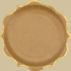 Assiette En Carton Kraft Liser Or 23Cm X 8 Pi Ces