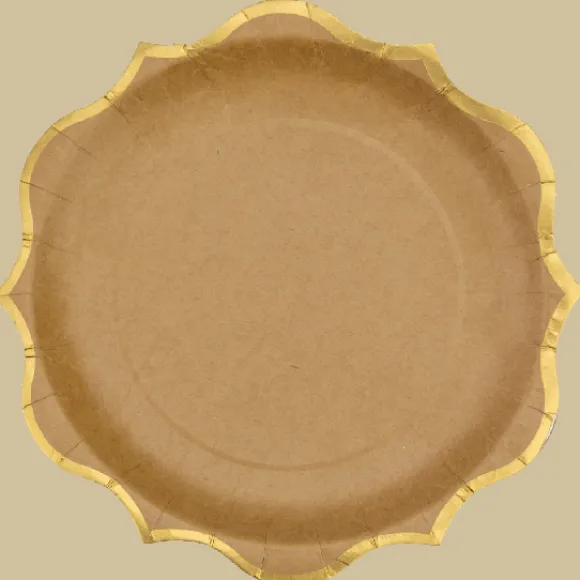 Assiette En Carton Kraft Liser Or 23Cm X 8 Pi Ces