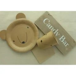 Assiette En Carton Ourson Kraft 23Cm X 10 Pi Ces