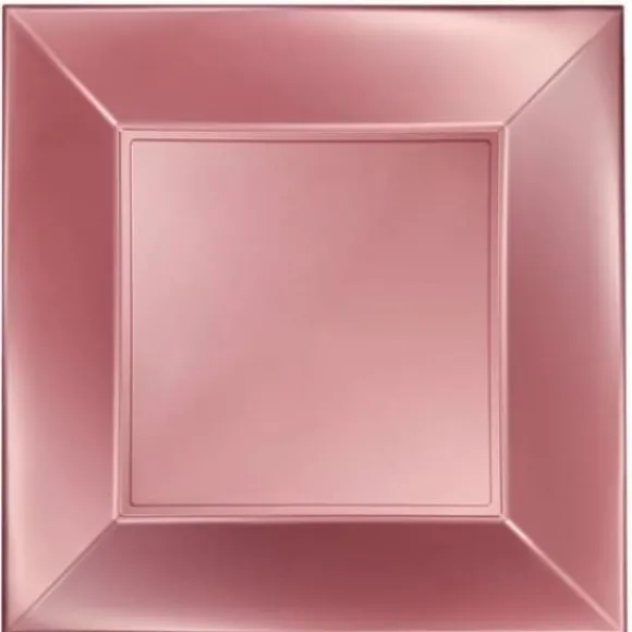 Assiette En Plastique Carr E Rose Gold Chrome 23Cm X 8 Pi Ces
