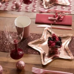 Assiette En Plastique Etoile Rose Gold X 10 Pi Ces