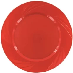 Assiette En Plastique Ronde R Utilisable Rouge X 6 Pi Ces