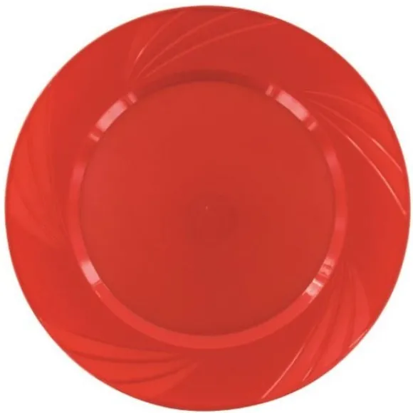 Assiette En Plastique Ronde R Utilisable Rouge X 6 Pi Ces