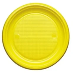 Assiette En Plastique Ronde R Utilisable Jaune 22Cm X 20 Pi Ces