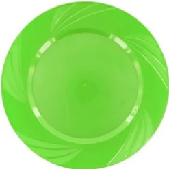 Assiette En Plastique Ronde R Utilisable Vert Anis X 6 Pi Ces