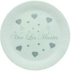 Assiette Jetable Vive Les Mari S Argent X10
