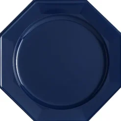Assiette Octogonale Plastique Bleu Marine 24Cm X12