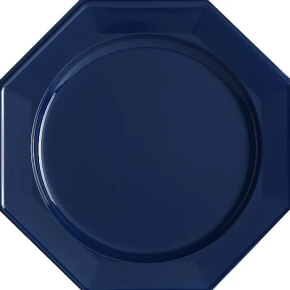Assiette Octogonale Plastique Bleu Marine 24Cm X12