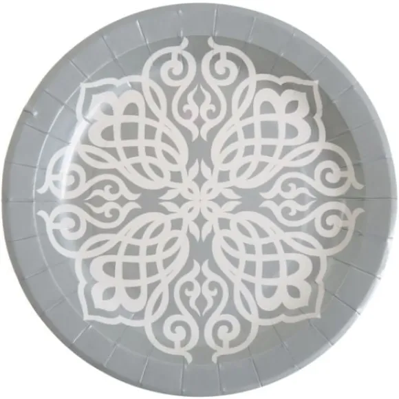 Assiette Orientale Argent En Carton 23 Cm X 10 Pi Ces