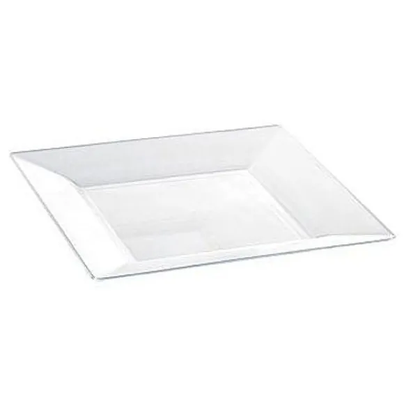 Assiette Plastique Carr E Transparente R Utilisable 18 Cm X 8 Pi Ces