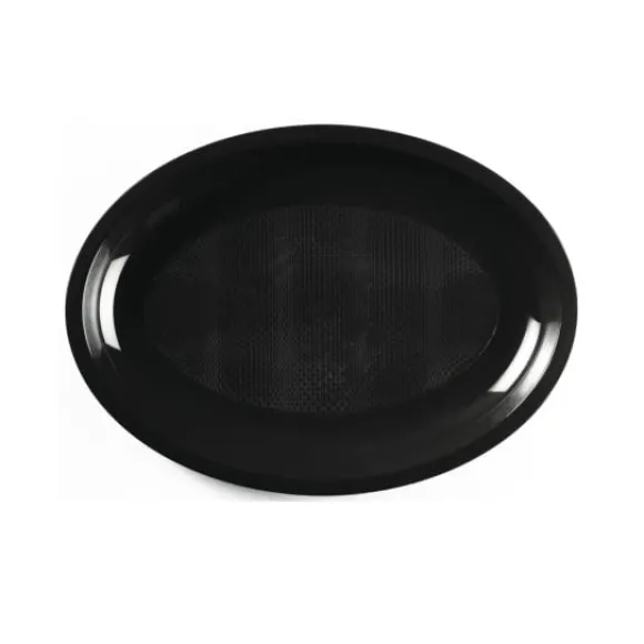 Assiette Plastique Ovale Noire 25Cm X 50 Pi Ces